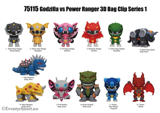Godzilla vs. Power Rangers 3D PVC Bag Clips Series 1 Display (24) Fashion & Accessories