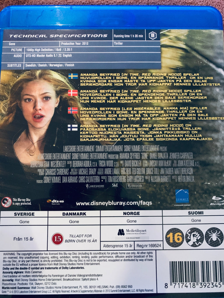 Gone. Blu-ray Disc.