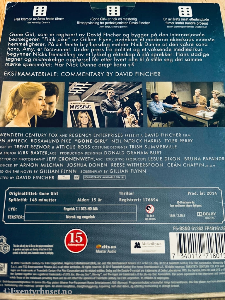 Gone Girl. Blu-Ray. Slipcase. Blu-Ray Disc