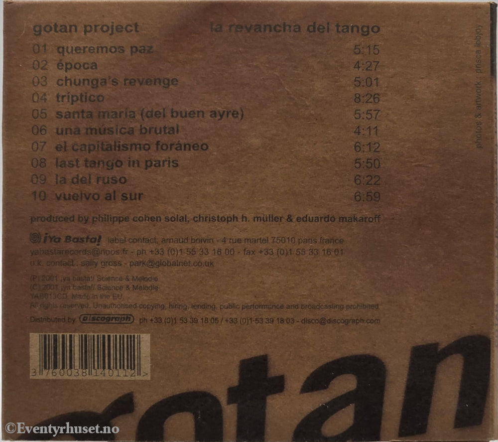 Gotan Project, 2001, La Revancha del Tango. CD.