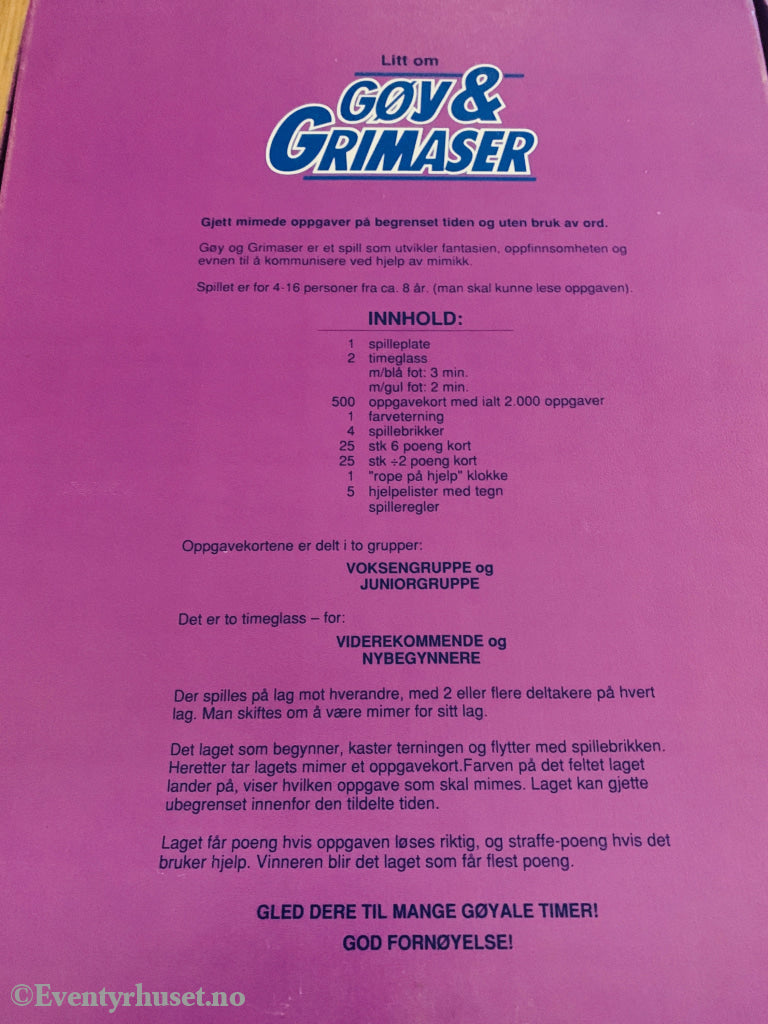 Gøy & Grimase (1990-tallet) . Brettspill.