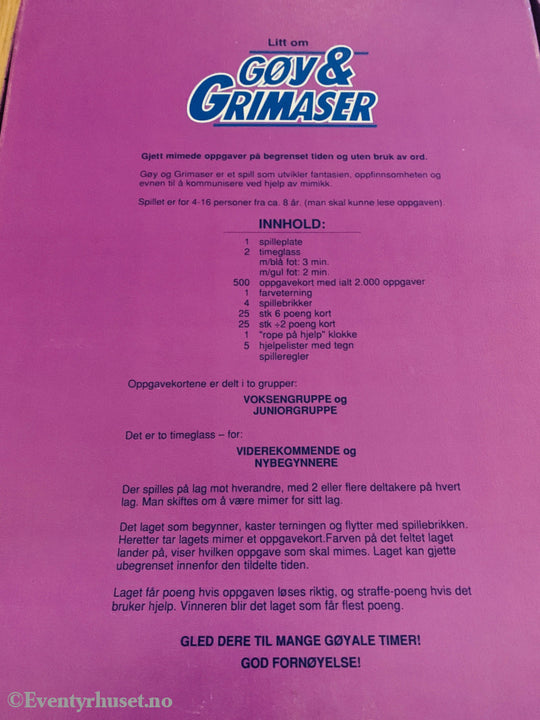 Gøy & Grimase (1990-tallet) . Brettspill.