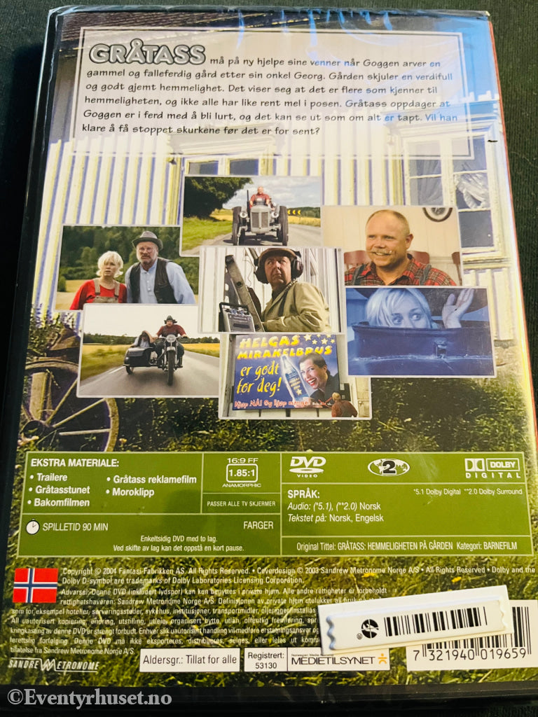 Gråtass. 2004. Hemmeligheten På Gården. Dvd. Ny I Plast! Dvd