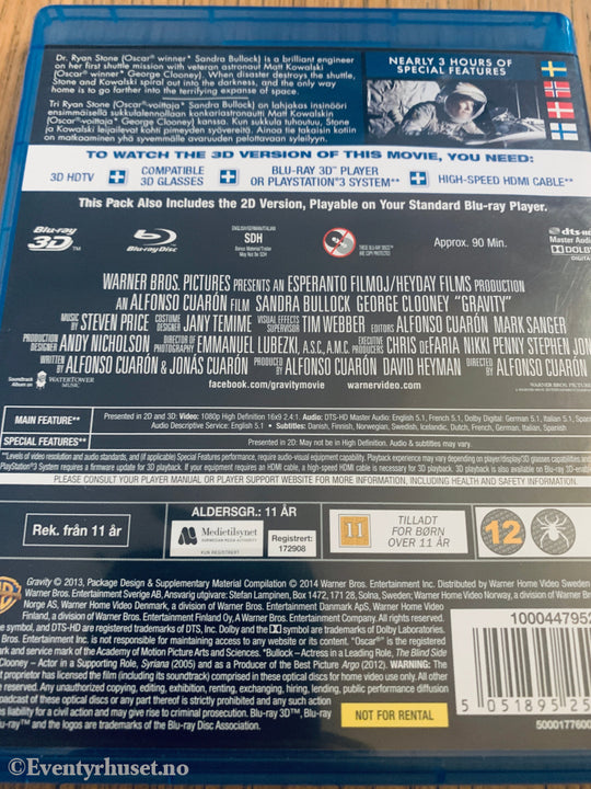Gravity 3D (2013). Blu-Ray.