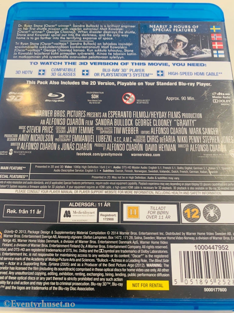 Gravity 3D. 2013. Blu-Ray. Blu-Ray Disc