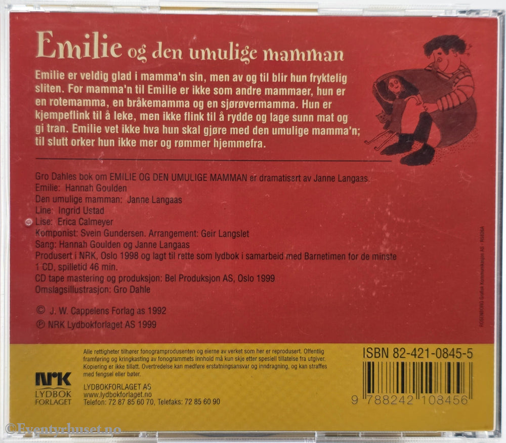 Gro Dahle. Emilie og den umulige mamman . Lydbok på CD.