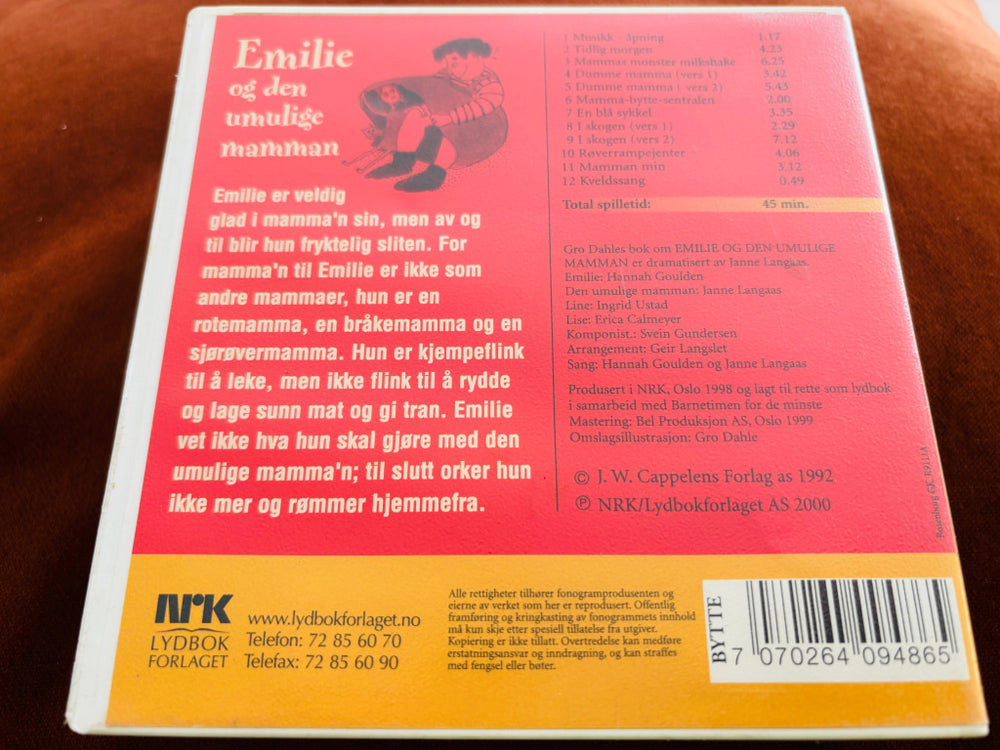 Gro Dahle. Emilie og den umulige mamman (NRK). Lydbok på CD. Lydbok