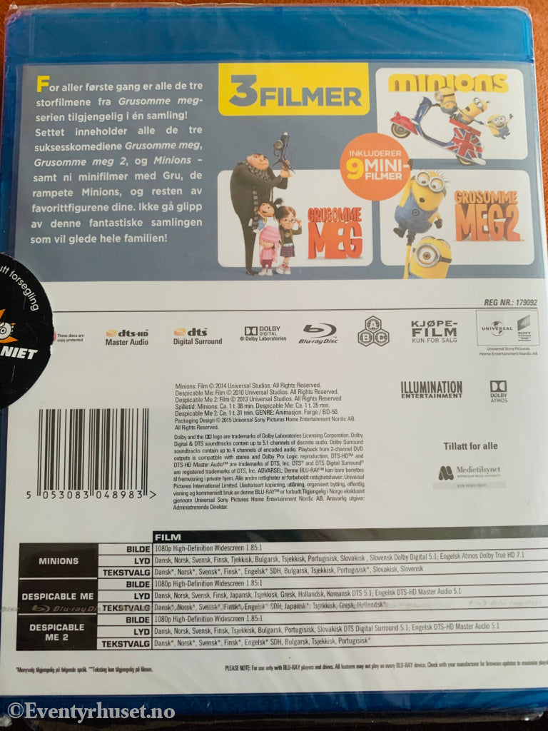 Grusomme Meg 1&2 & Minions. Blu-Ray Samleboks. Ny I Plast! Blu-Ray Disc