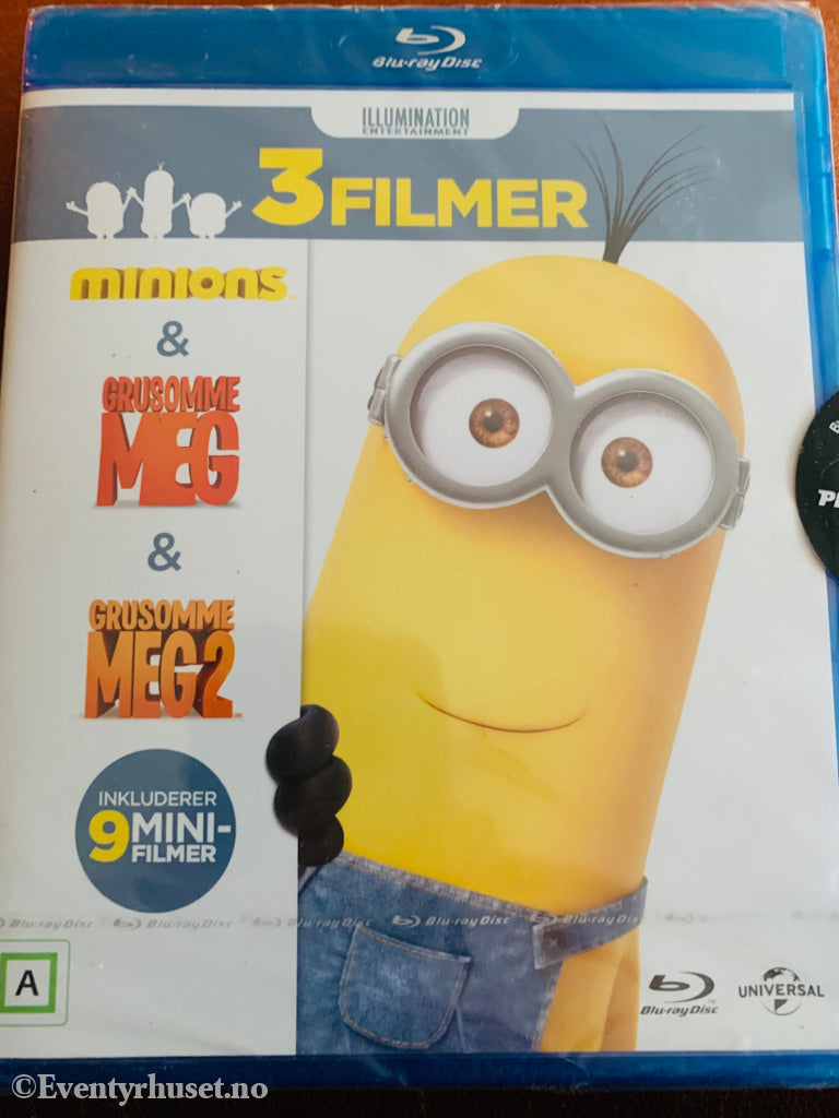 Grusomme Meg 1&2 & Minions. Blu-Ray Samleboks. Ny I Plast! Blu-Ray Disc