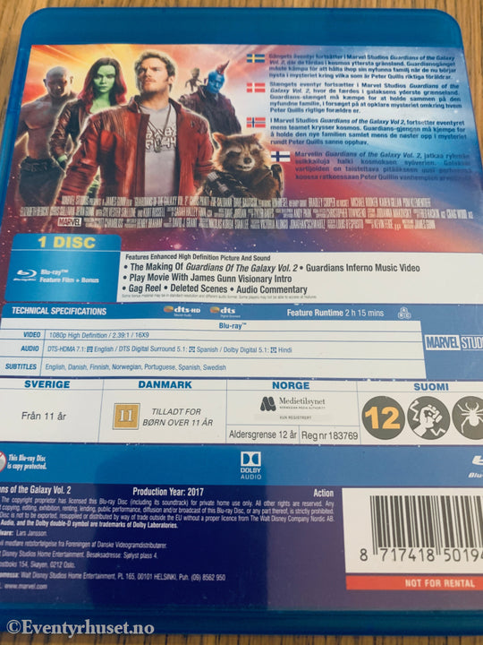 Guardians of the Galaxy Vol. 2 (2017). Blu-Ray.