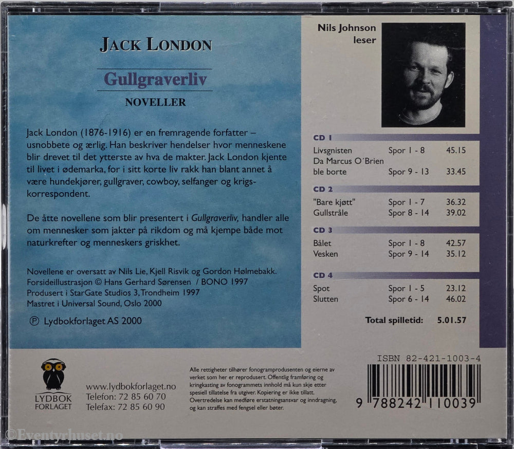 Gullgraverliv – Jack London. 2001. Lydbok på CD.