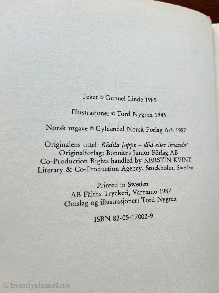 Gunnel Linde.1985/87. Redd Jobbe - Død Eller Levende! Fortelling