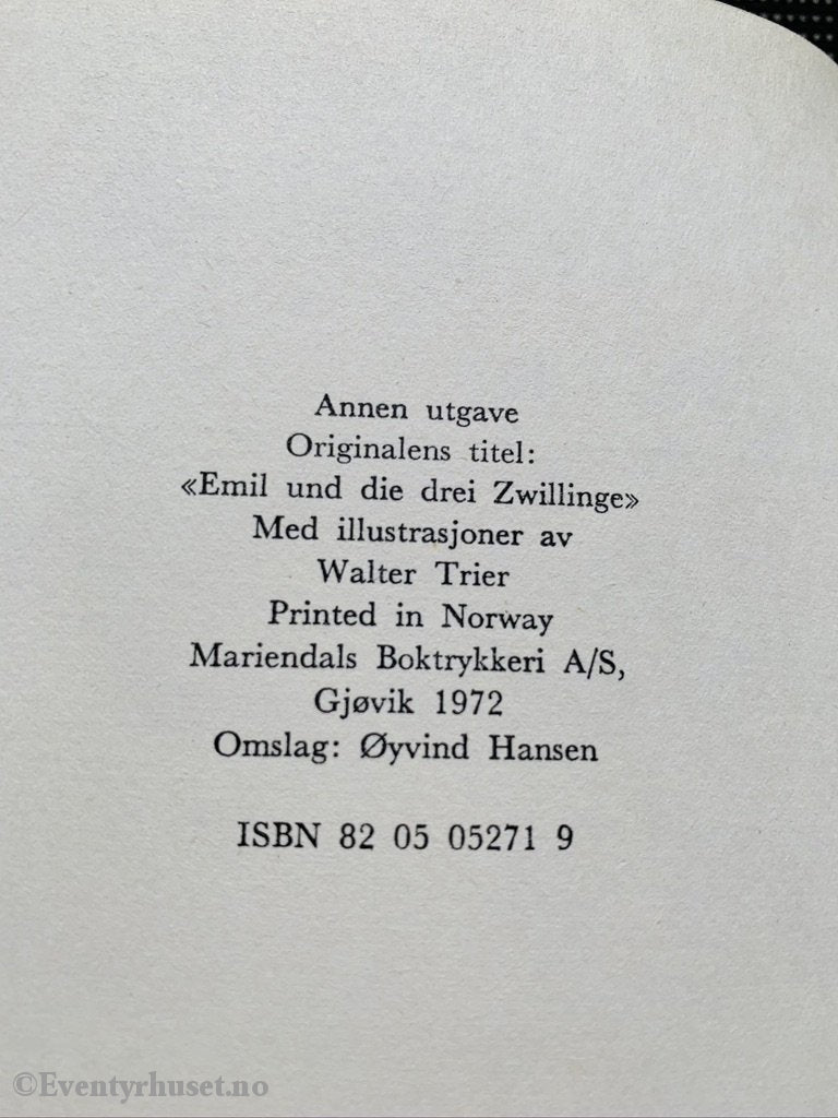 Gyldendals Gode Guttebøker (Ggg): Erich Kästner. 1972. Emil Og De Tre Tvillingene. Fortelling