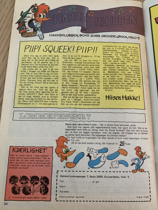 Hakke Hakkespett. 7/1983. Tegneserieblad