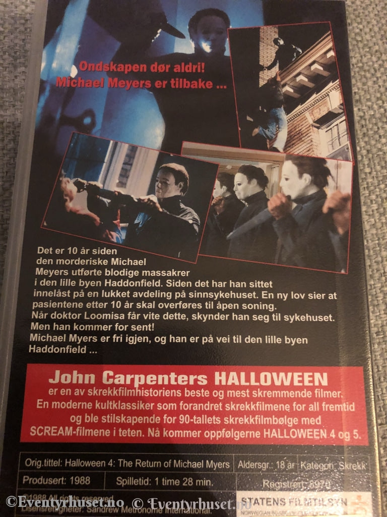 Halloween 4. The Return Of Michael Myers. 1988. Vhs. Vhs