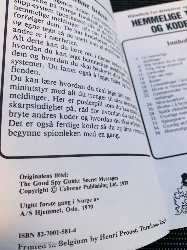 Håndbok for detektiver og spioner: Hemmelige tegn og koder. 1979. Pocketbok