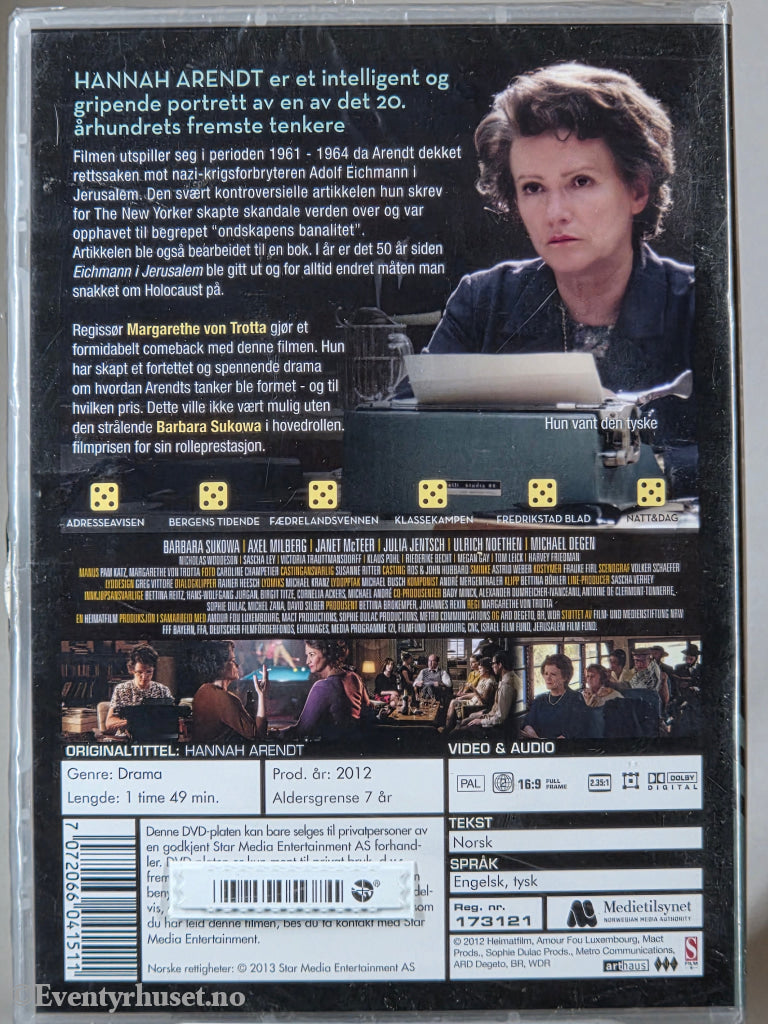 Hannah Arendt (2012). DVD. Ny i plast!