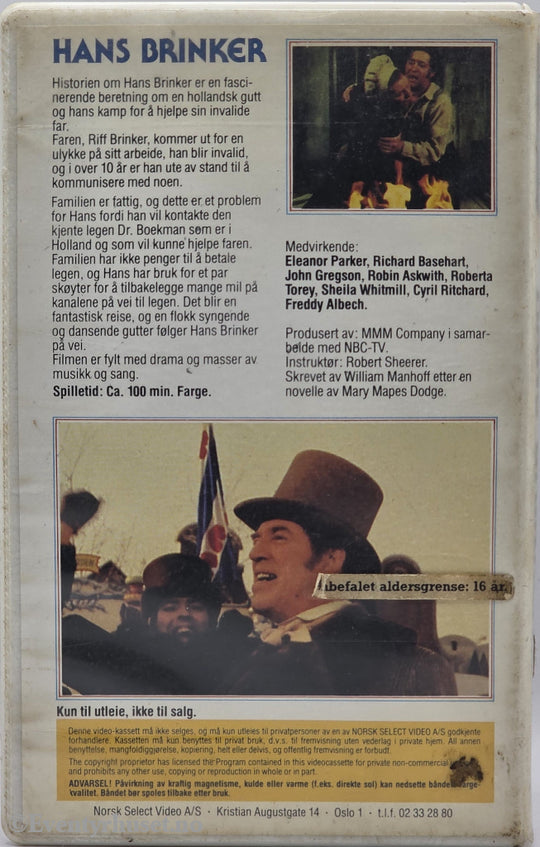 Hans Brinker – 1962 . VHS.