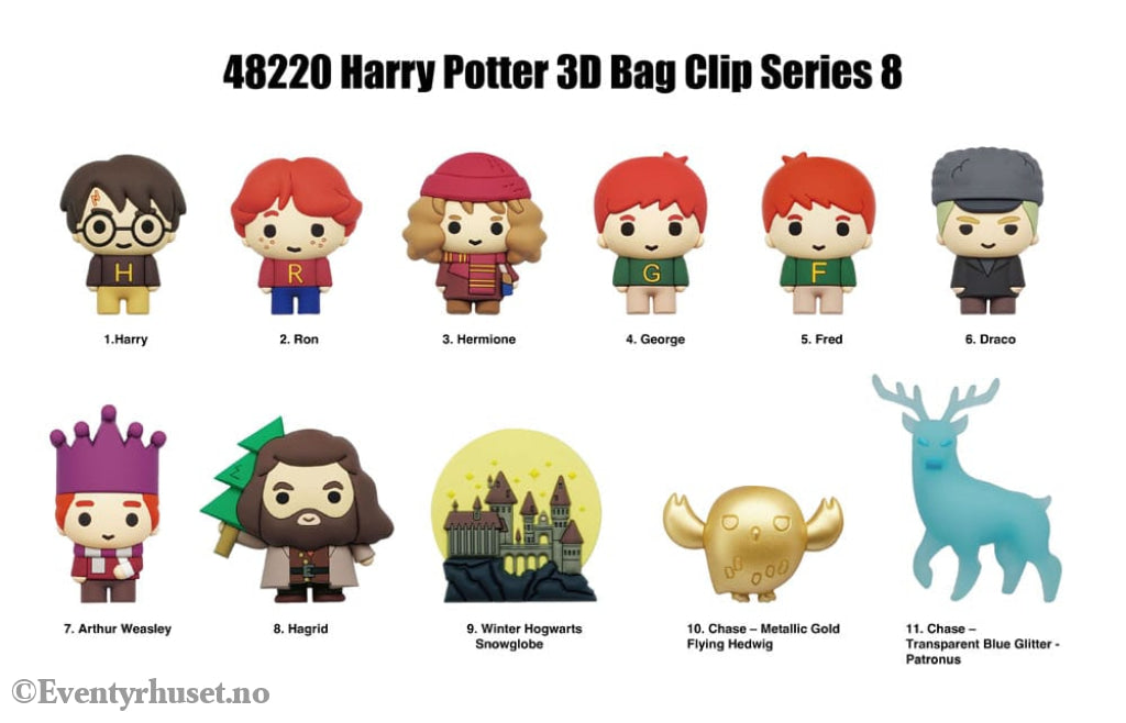 Harry Potter 3D PVC Bag Clips Series 8 Display (24) Fashion & Accessories