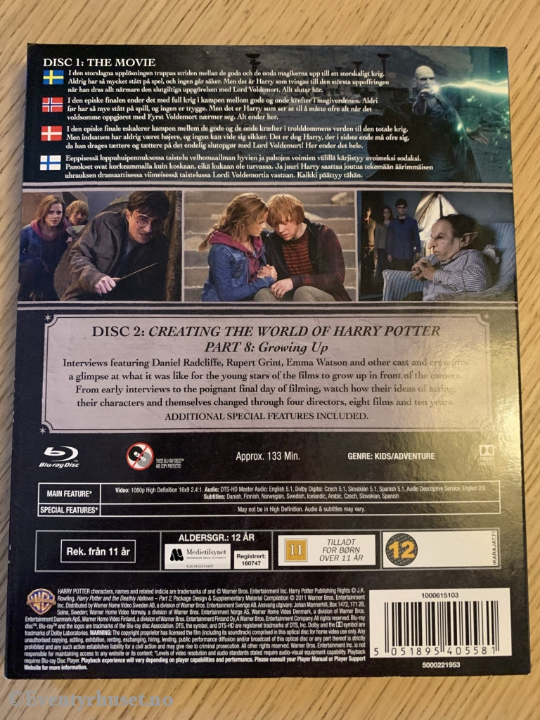 Harry Potter And The Deathly Hallows - Part 2. Blu-Ray Slipcase. Blu-Ray Disc