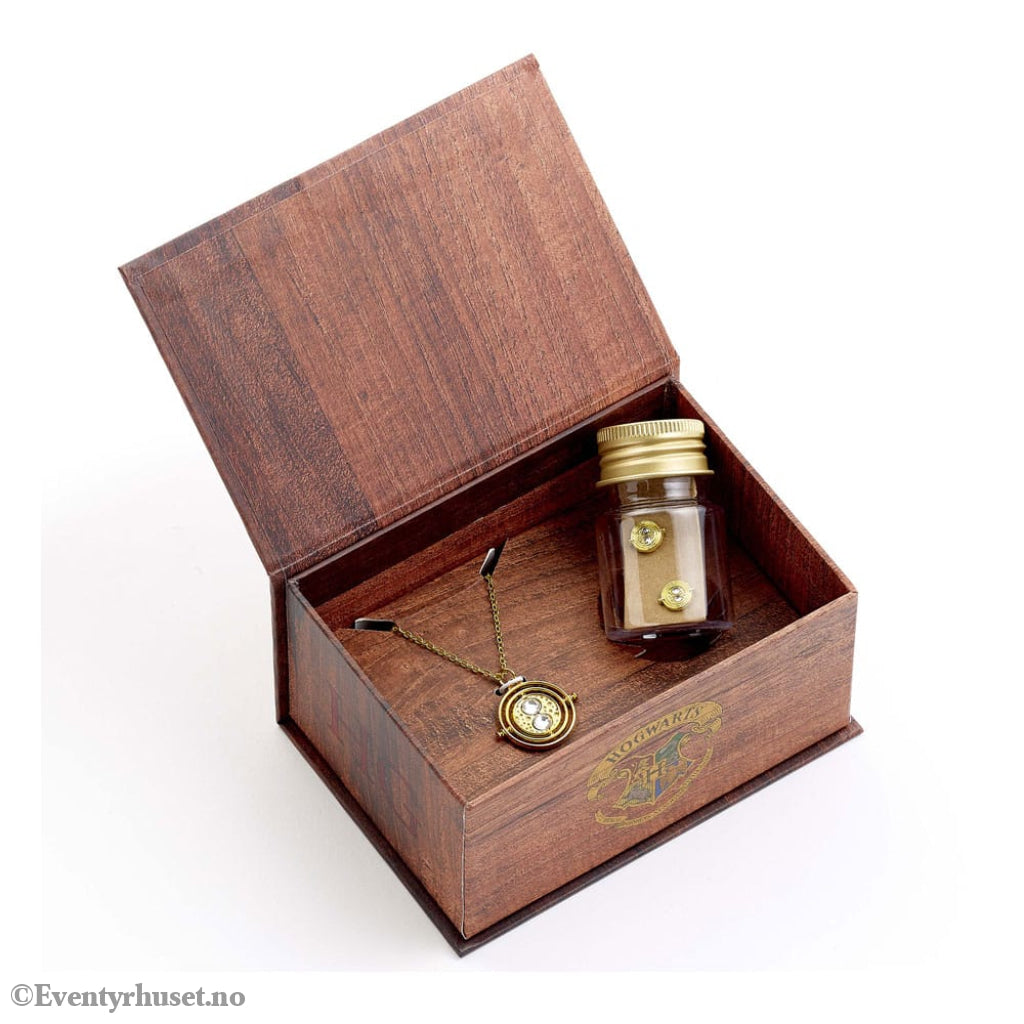 Harry Potter: Hermoine Potions Time Turner Necklace and Earrings Gift Set (Golden Tone) Fashion & Accessories