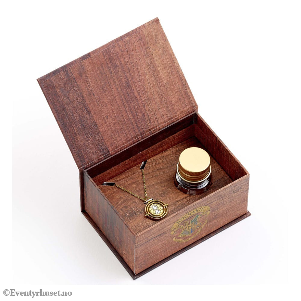 Harry Potter: Hermoine Potions Time Turner Necklace and Earrings Gift Set (Golden Tone) Fashion & Accessories