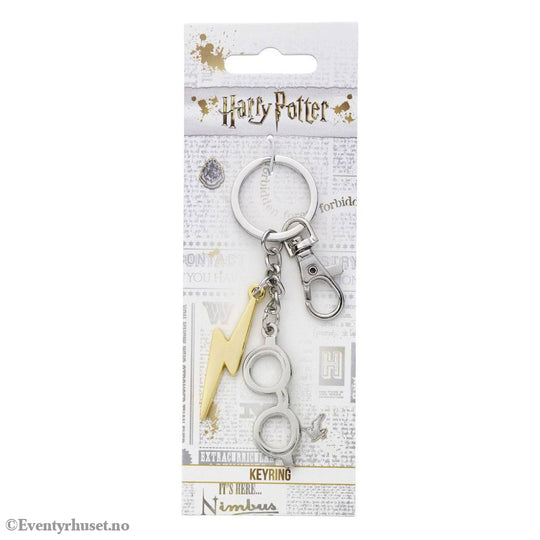 Harry Potter Keychain Lightening Bolt & Glasses (silver plated) Fashion & Accessories