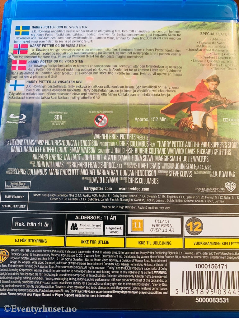 Harry Potter Og De Vises Sten. Blu-Ray. Blu-Ray Disc