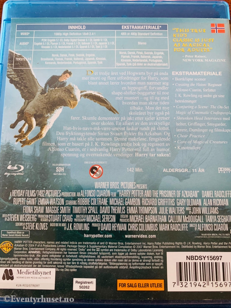 Harry Potter Og Fangen Fra Azkaban. Blu-Ray. Blu-Ray Disc