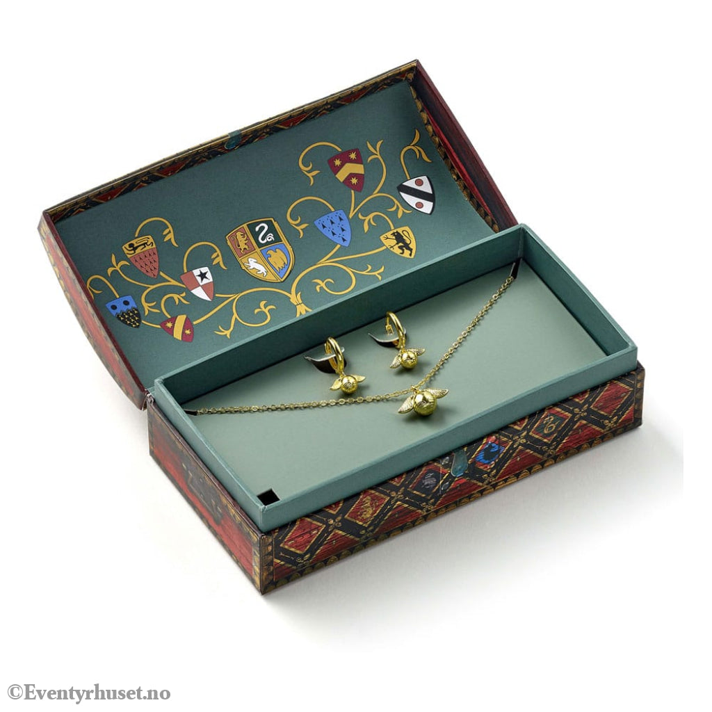 Harry Potter: Quidditch Golden Snitch Necklace and Earrings Gift Set (Golden Tone) Fashion & Accessories