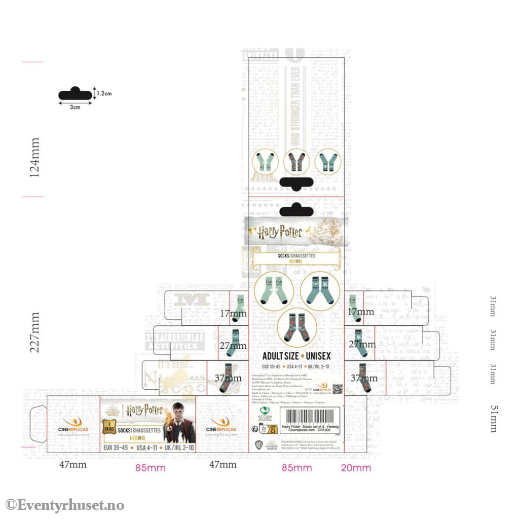 Harry Potter Socks 3-Pack Hedwig Fashion & Accessories