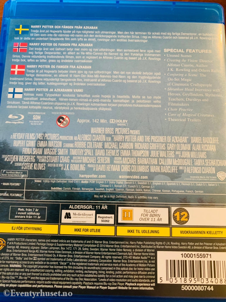 Harry Potter & The Prisoner Of Azkaban. Blu-Ray. Blu-Ray Disc