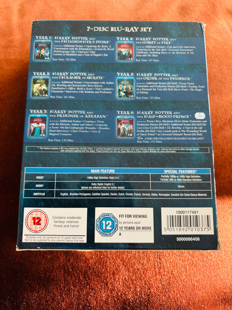 Harry Potter Years 1-6: 7-Disc Blu-ray Set. Blu-ray Disc. Samleboks