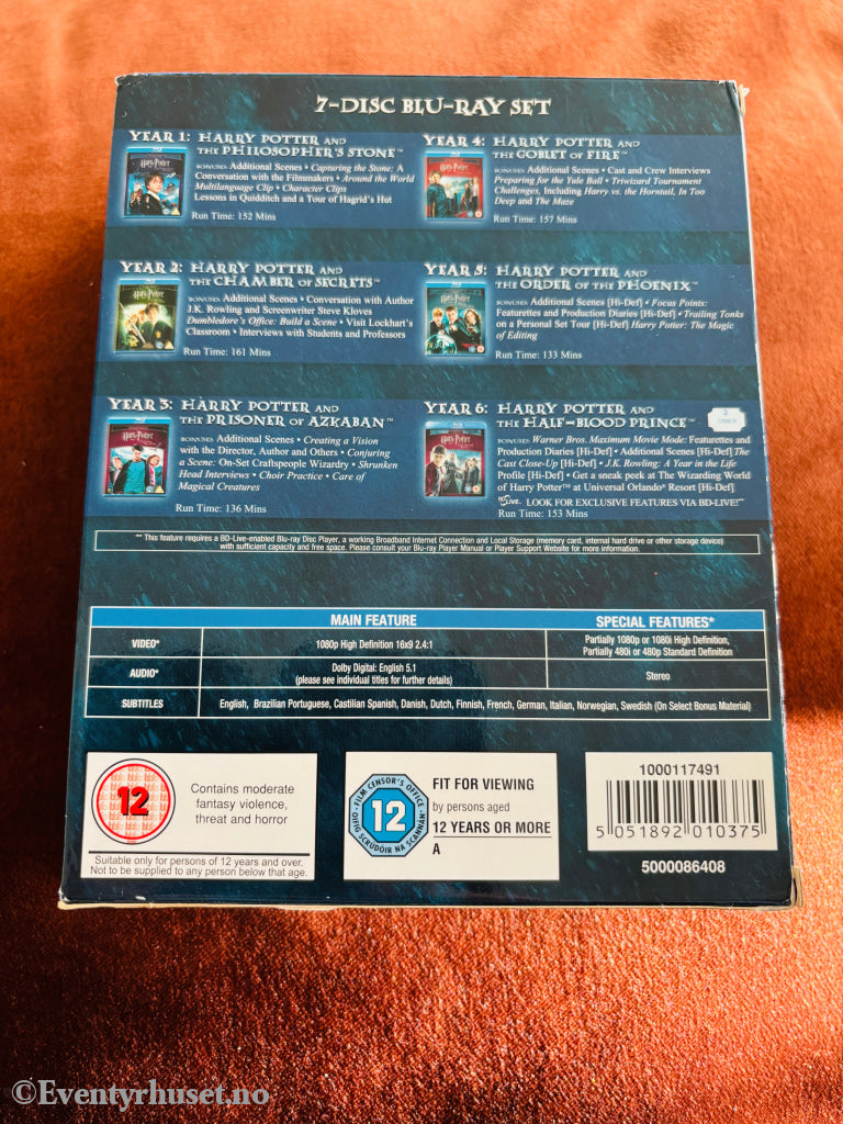 Harry Potter Years 1-6: 7-Disc Blu-ray Set. Blu-ray Disc. Samleboks