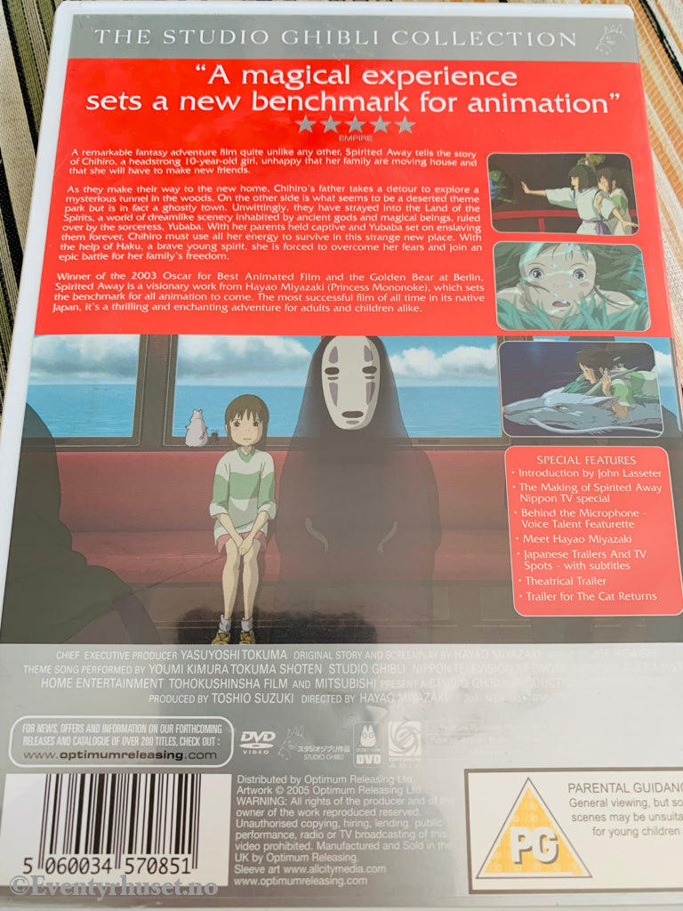 Hayao Miyazaki. 2001. Spirited Away (Chihiro Og Heksene). Dvd. Dvd