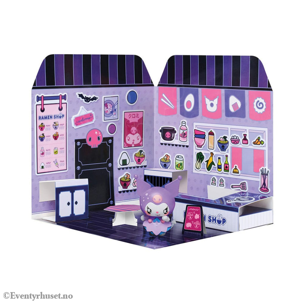 Hello Kitty and Friends Mini figure Sticker House Kuromi Ramen Shop Collectibles