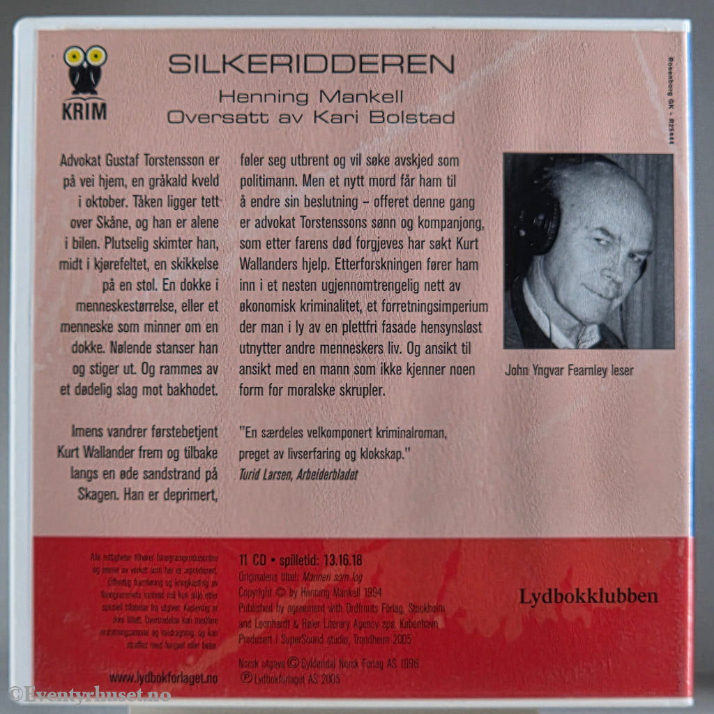 Henning Mankell 1991 Silkeridderen. Lydbok på CD.