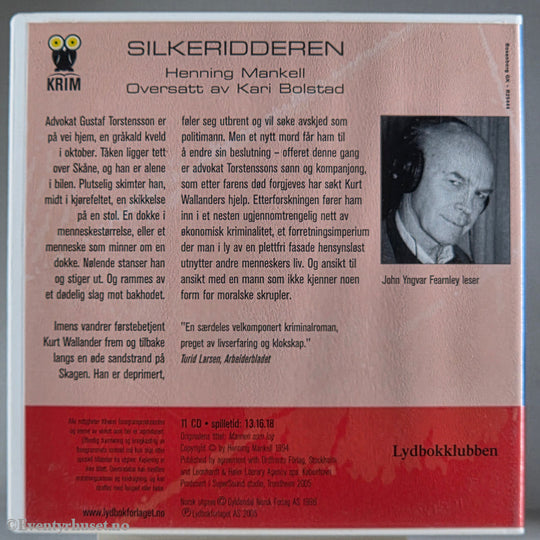 Henning Mankell 1991 Silkeridderen. Lydbok på CD.
