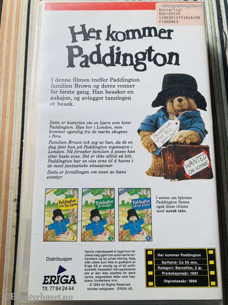 Her Kommer Paddington 1. På Nye Eventyr. 1991/94. Vhs. Vhs