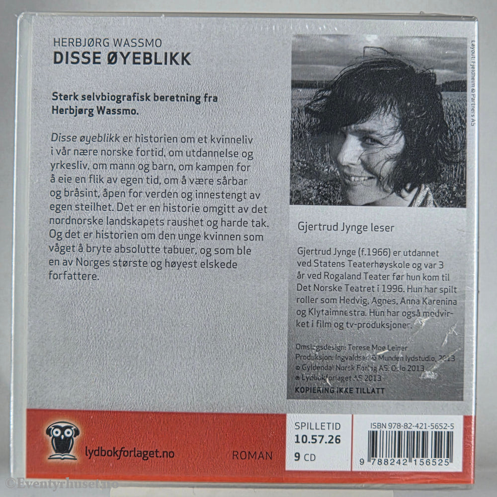 Herbjørg Wassmo (2013). Disse øyeblikk. Lydbok på CD. Ny i plast!