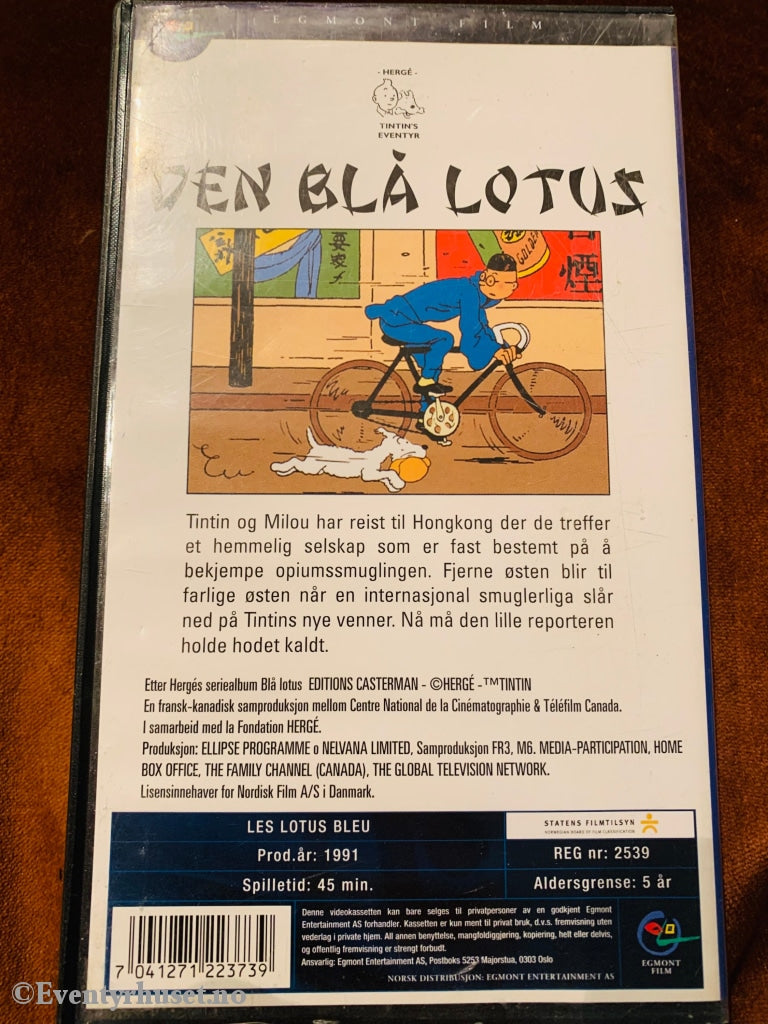 Hergé: Tintin. 1991. Den Blå Lotus. Vhs. Vhs