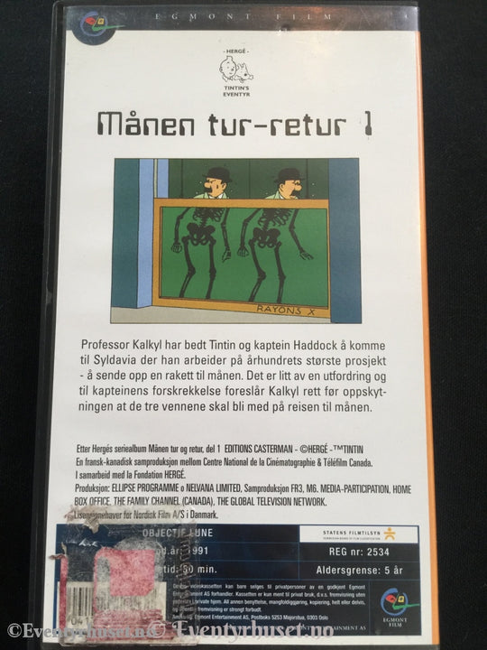 Tintin. 1991. Månen Tur-Retur 1. Vhs. Vhs