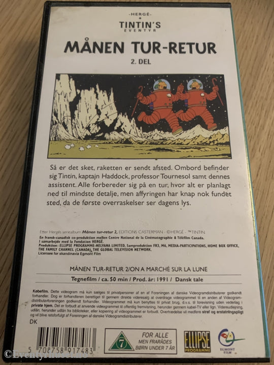Tintin. 1991. Månen Tur-Retur 2. Dansk. Vhs Ny I Plast!