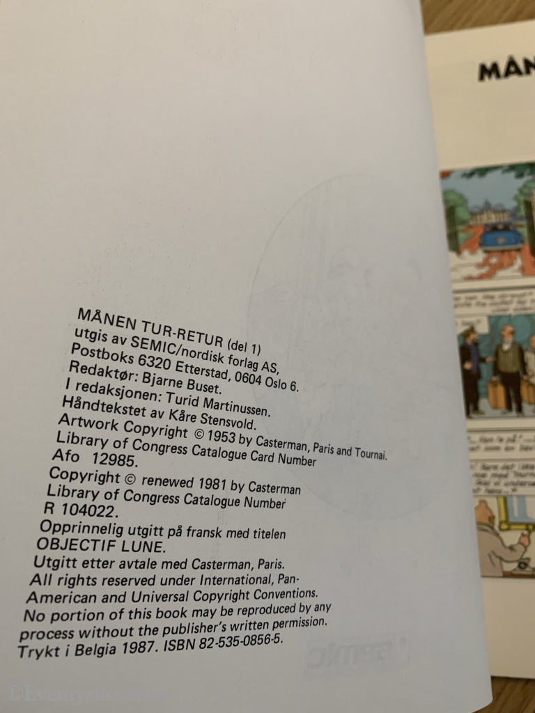 Hergé: Tintin Album Nr. 13. Månen Tur-Retur Del 1. 1953/1987. Tegneseriealbum