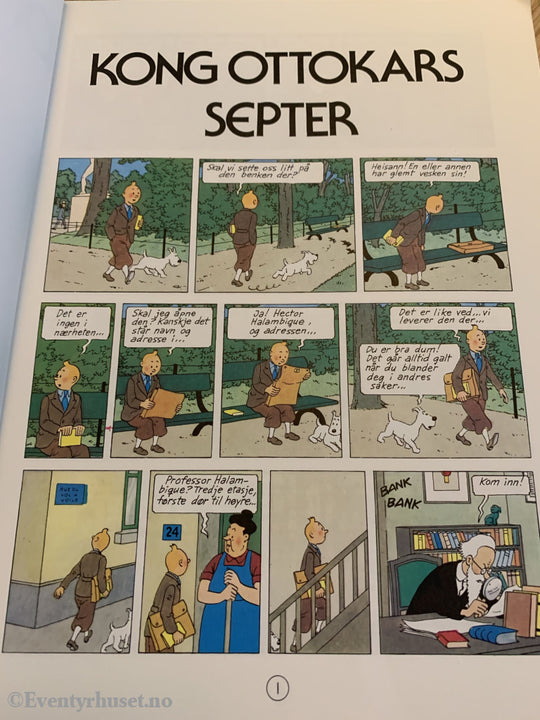 Hergé: Tintin Album Nr. 16. Kong Ottokars Septer. 1950/1988. Tegneseriealbum