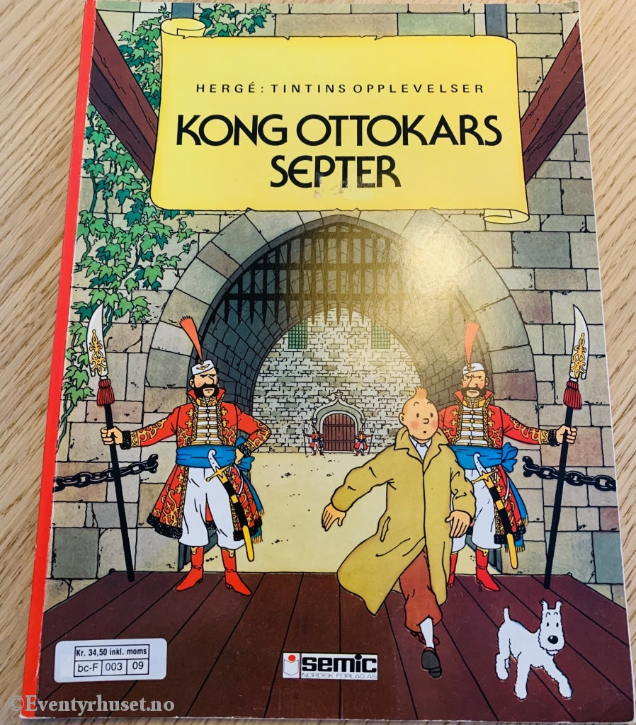 Hergé: Tintin Album Nr. 16. Kong Ottokars Septer. 1950/1988. Tegneseriealbum