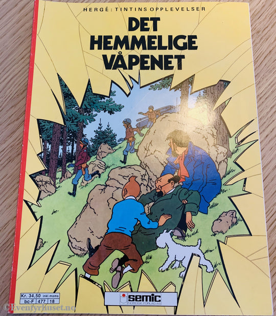 Hergé: Tintin Album Nr. 18. Det Hemmelige Våpenet. 1956/1988. Tegneseriealbum