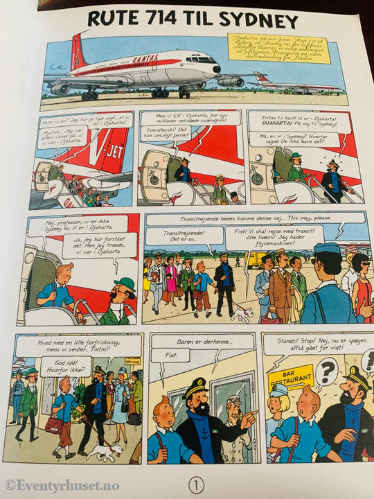 Hergé: Tintin Album Nr. 19. Flight Nr. 714 Til Sydney. 1968/1988. Svensk Utgave. Tegneseriealbum