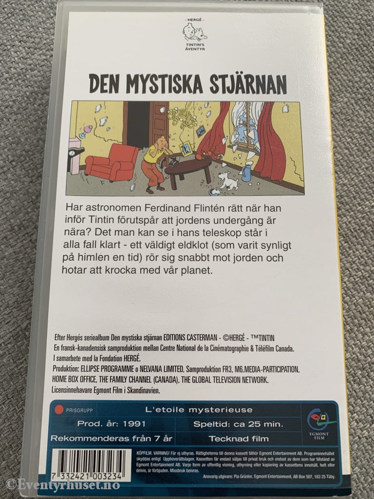 Hergé: Tintin. Den Mystiska Stjärnan. 1991. Vhs. Svensk Tale. Vhs