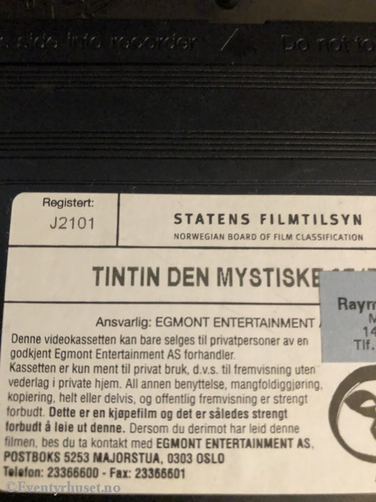 Tintin. Den Mystiske Stjerne. 1991. Vhs. Vhs